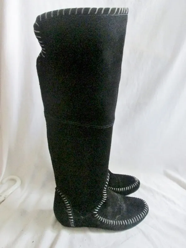 Womens BAKERS KIZMAN Suede Leather Tall Over the Knee High BOOTS BLACK 7.5 Stitch