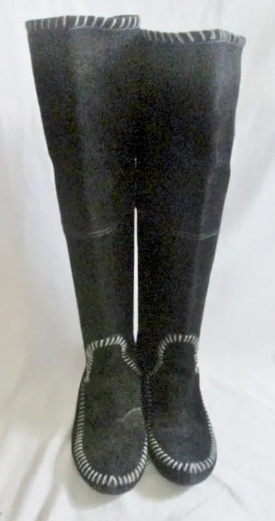 Womens BAKERS KIZMAN Suede Leather Tall Over the Knee High BOOTS BLACK 7.5 Stitch