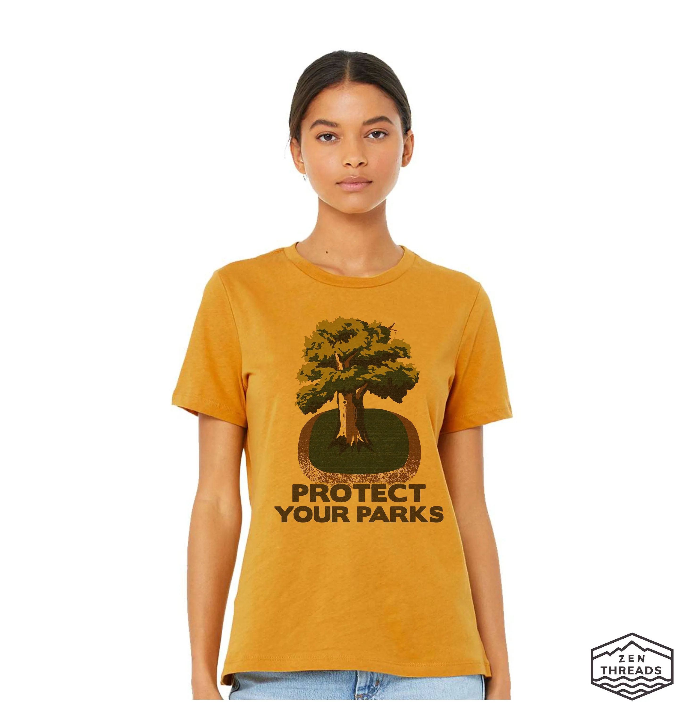 Womens Boyfriend Tee PROTECT YOUR PARKS relaxed jersey national park T-shirt Zen Threads   Bella Canvas 6400 custom