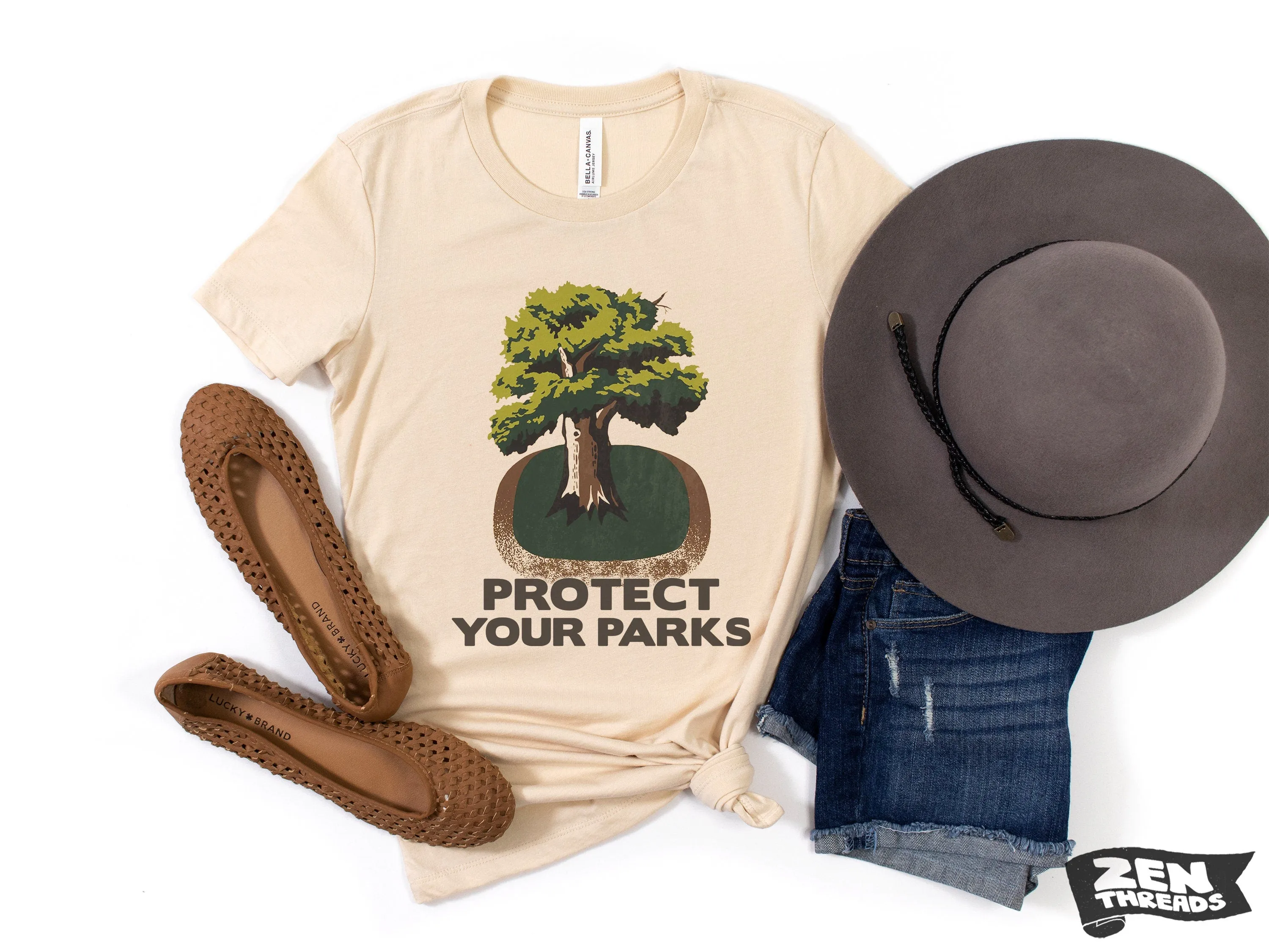 Womens Boyfriend Tee PROTECT YOUR PARKS relaxed jersey national park T-shirt Zen Threads   Bella Canvas 6400 custom