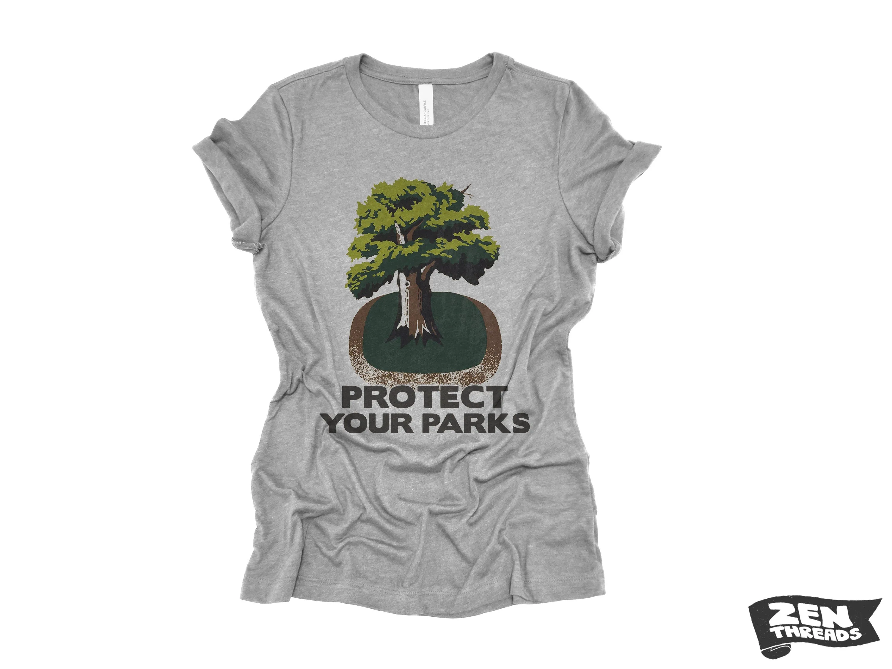 Womens Boyfriend Tee PROTECT YOUR PARKS relaxed jersey national park T-shirt Zen Threads   Bella Canvas 6400 custom