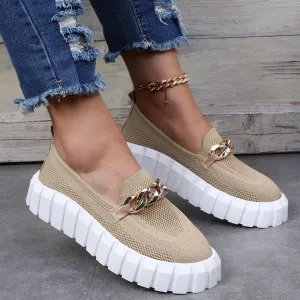 Women's Gold Chain Loafers for Comfy Walks