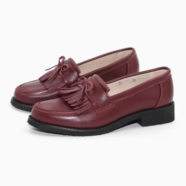 Women's Handmade Leather Loafer Retro Tassel Flat Shoes