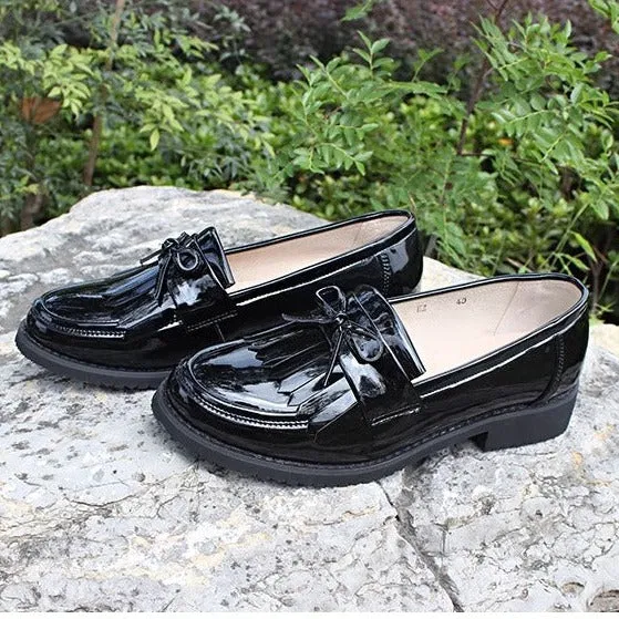 Women's Handmade Leather Loafer Retro Tassel Flat Shoes