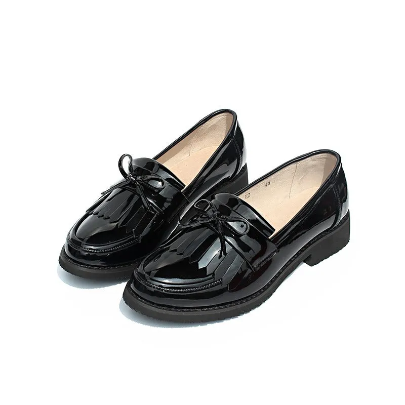 Women's Handmade Leather Loafer Retro Tassel Flat Shoes