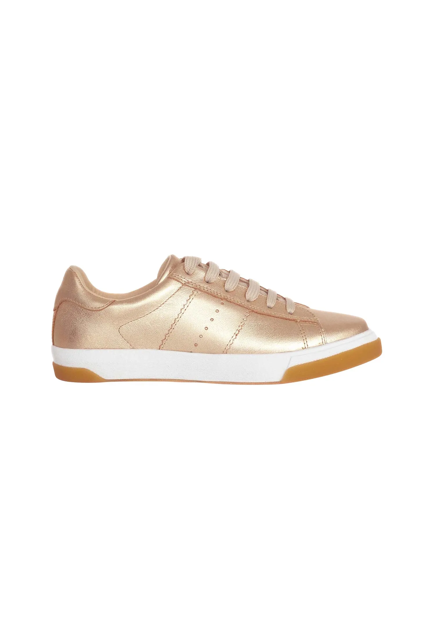 Women's Metallic Golden Leather Sneakers