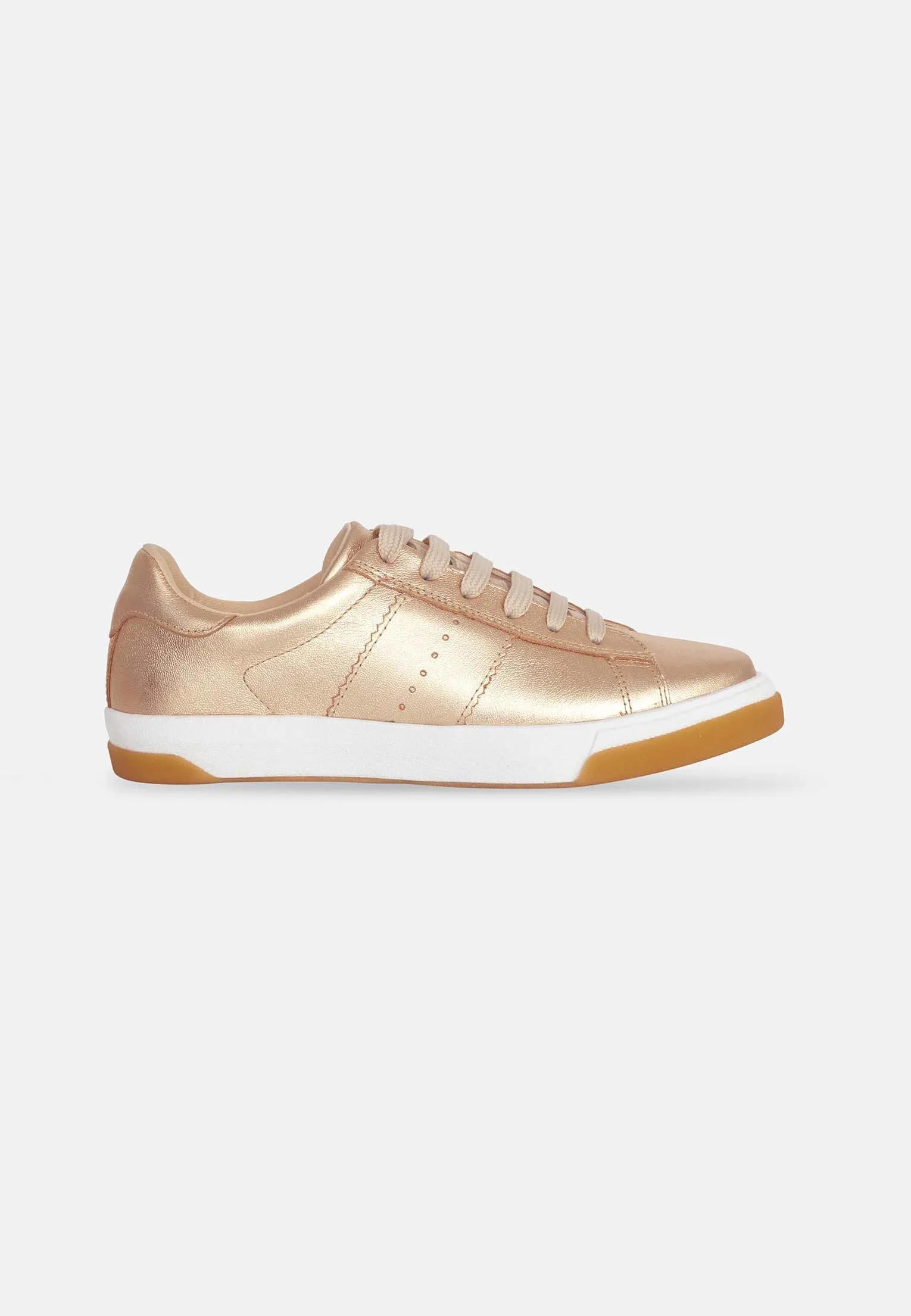 Women's Metallic Golden Leather Sneakers