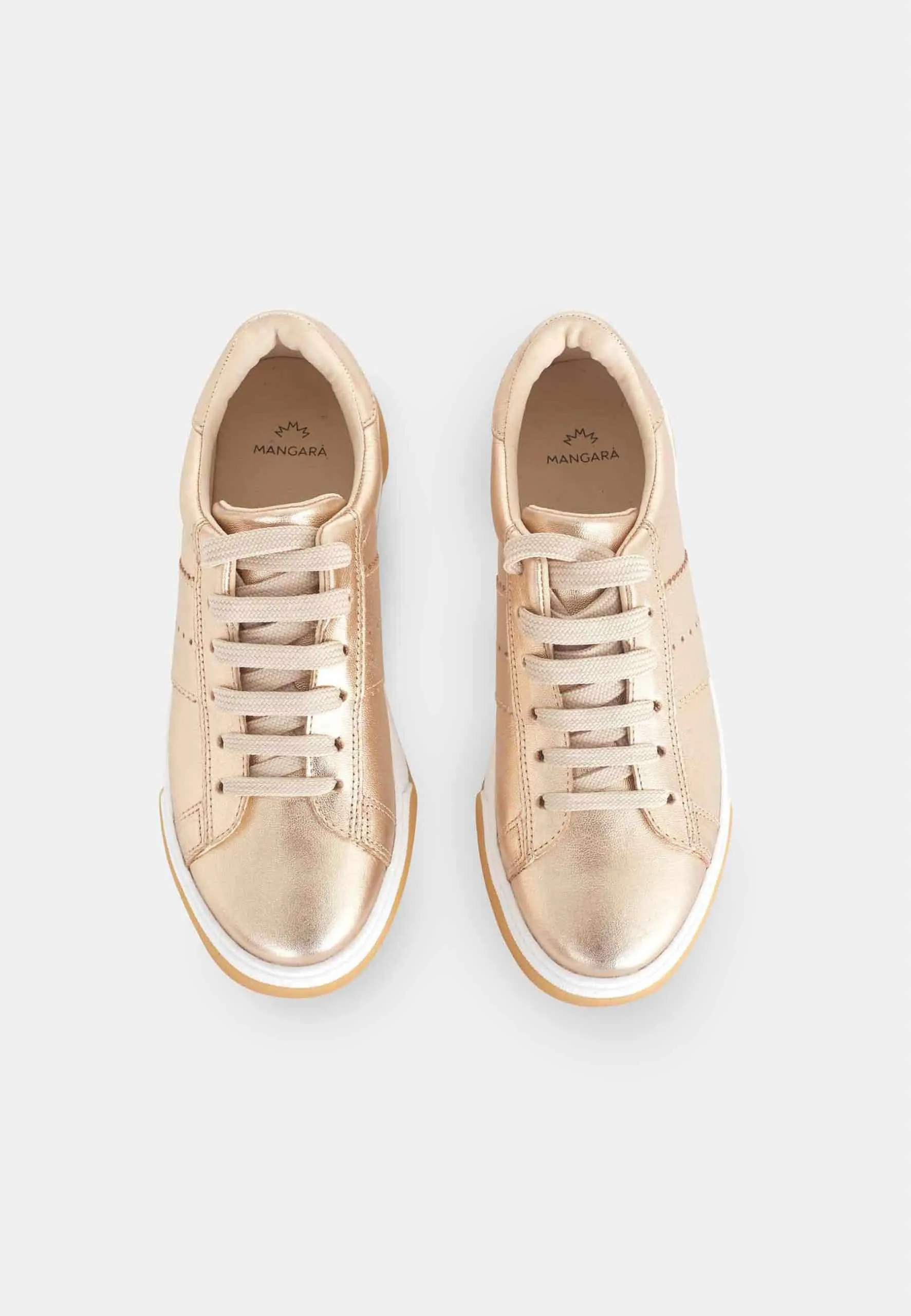 Women's Metallic Golden Leather Sneakers