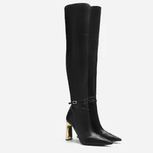 Womens Stretch Over-The-Knee High Heel Boots