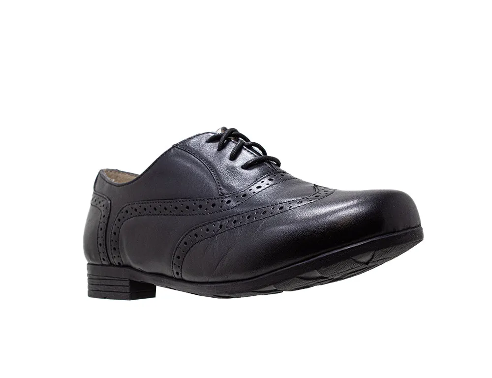Womens Wide Fit Falmer Black Leather Lace-up Shoes