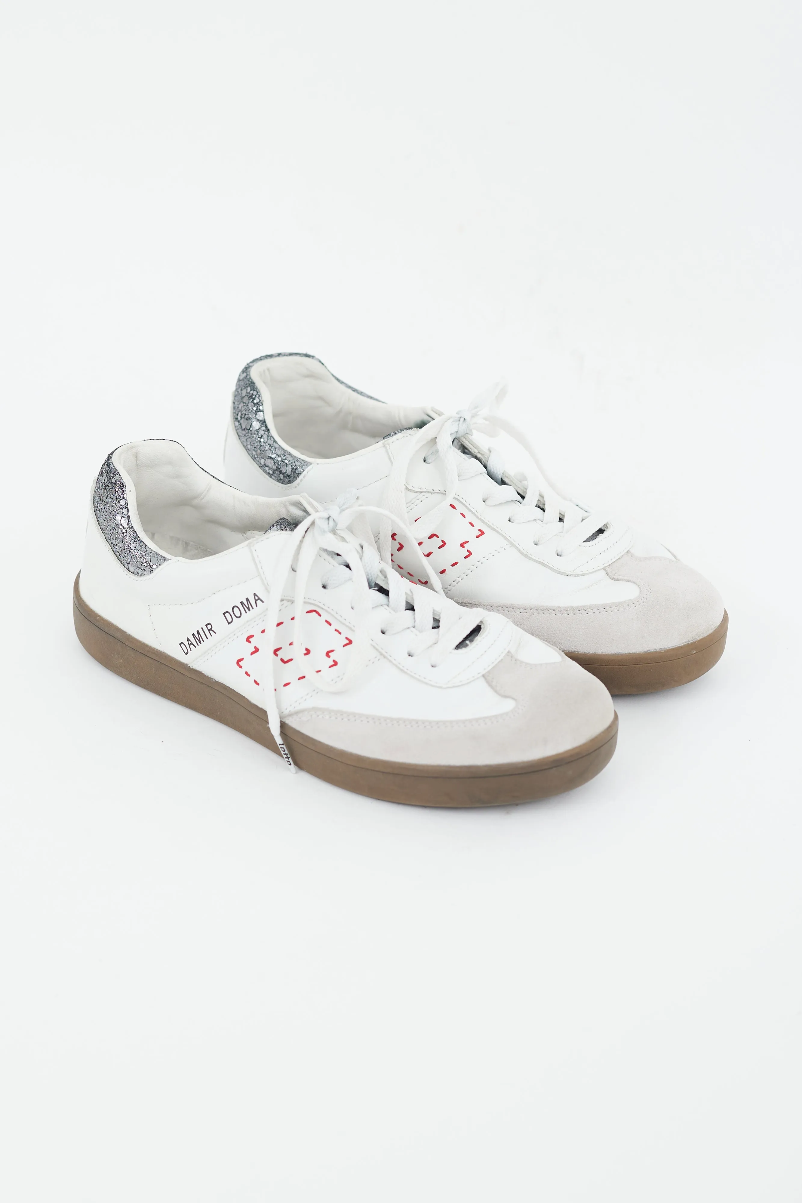 X Lotto White & Multicolour Leather Low Sneaker