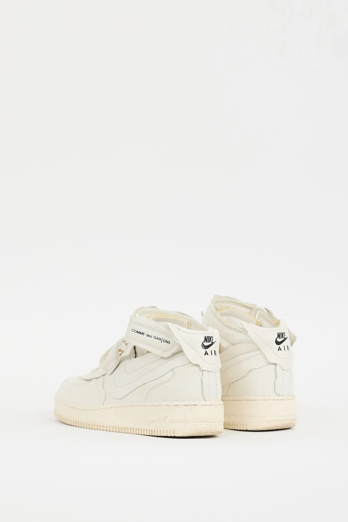 X Nike White Leather Air Force 1 Mid Sneaker