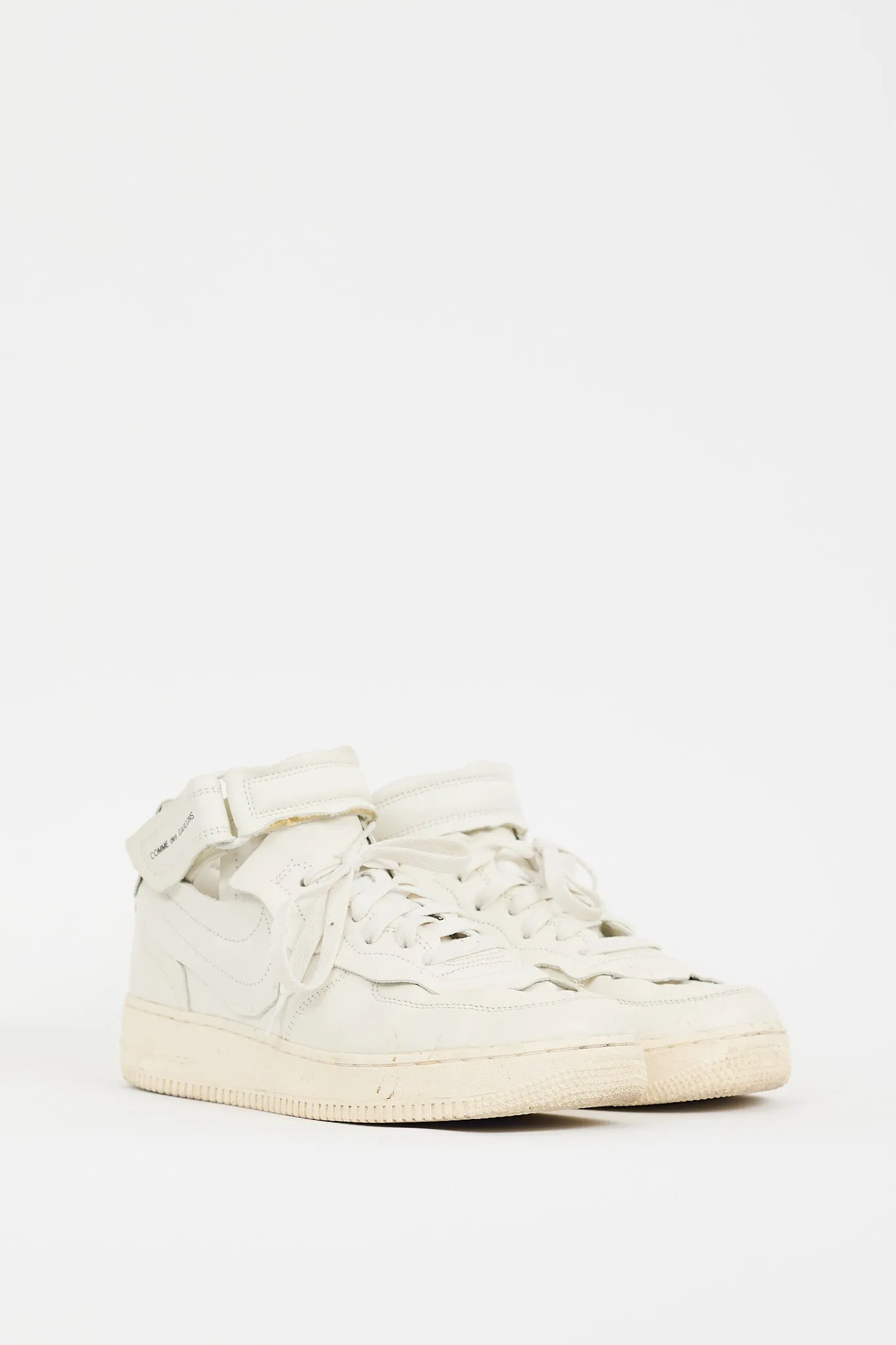 X Nike White Leather Air Force 1 Mid Sneaker