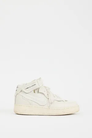 X Nike White Leather Air Force 1 Mid Sneaker