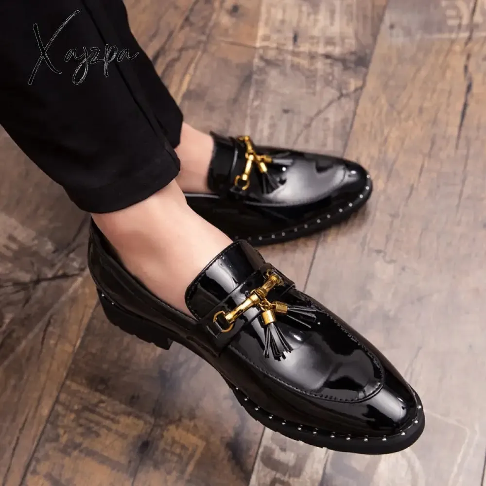 Xajzpa - Men tassel loafers Mens loafers leather Man shoes leather tassel Mocassin homme Calzado hombre Zapatos de hombre Men shoes