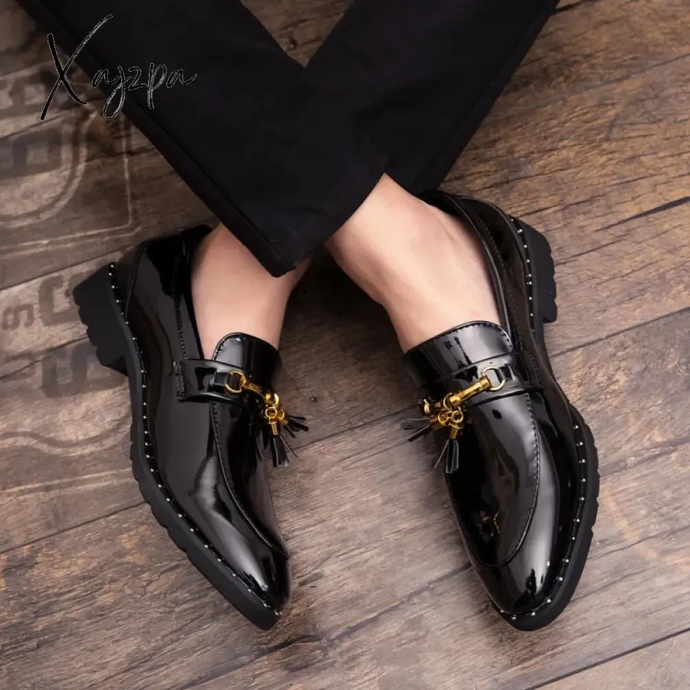 Xajzpa - Men tassel loafers Mens loafers leather Man shoes leather tassel Mocassin homme Calzado hombre Zapatos de hombre Men shoes