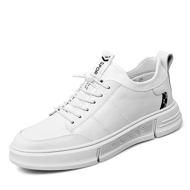 xiangtuibao Fashion Men Casual Sneakers  Leather Microfiber White Black Vulcanized Shoes Lace Up Sports Footwear Man Free Shipping