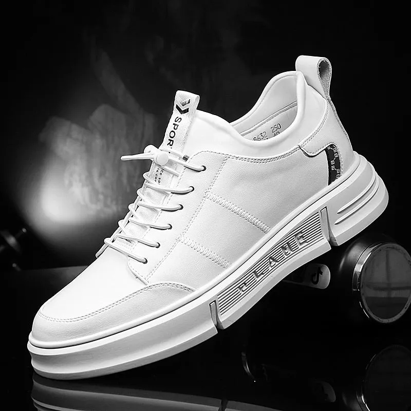 xiangtuibao Fashion Men Casual Sneakers  Leather Microfiber White Black Vulcanized Shoes Lace Up Sports Footwear Man Free Shipping