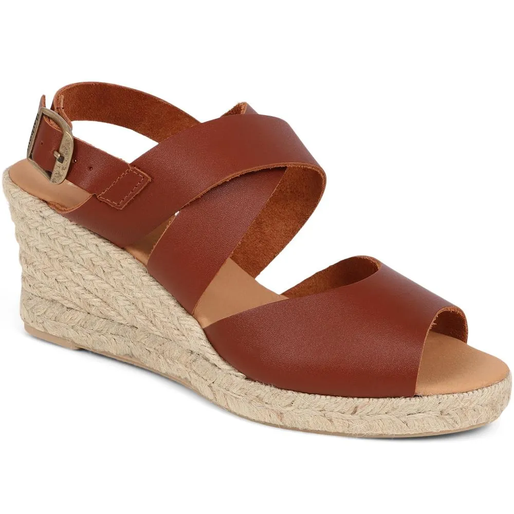 Yolanda Calf Leather Raffia Wedge Sandals - BARBR39507 / 324 821